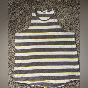 Bella Luxx Gray and Yellow Striped Tank